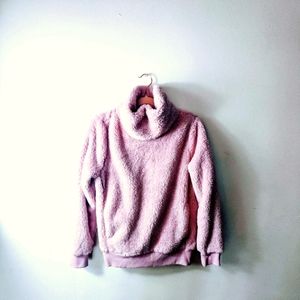 Fuzzy high neck sweater